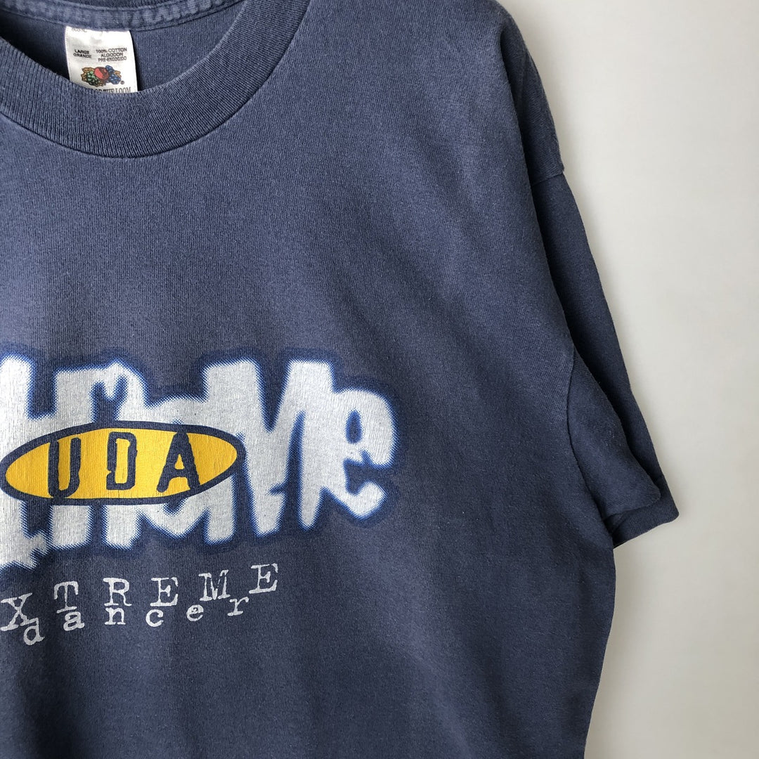 90'S Fruit of the Loom printed T-shirt, made in the USA, men's size L, vintage cotton Blue type light blue Vintage Second Hand