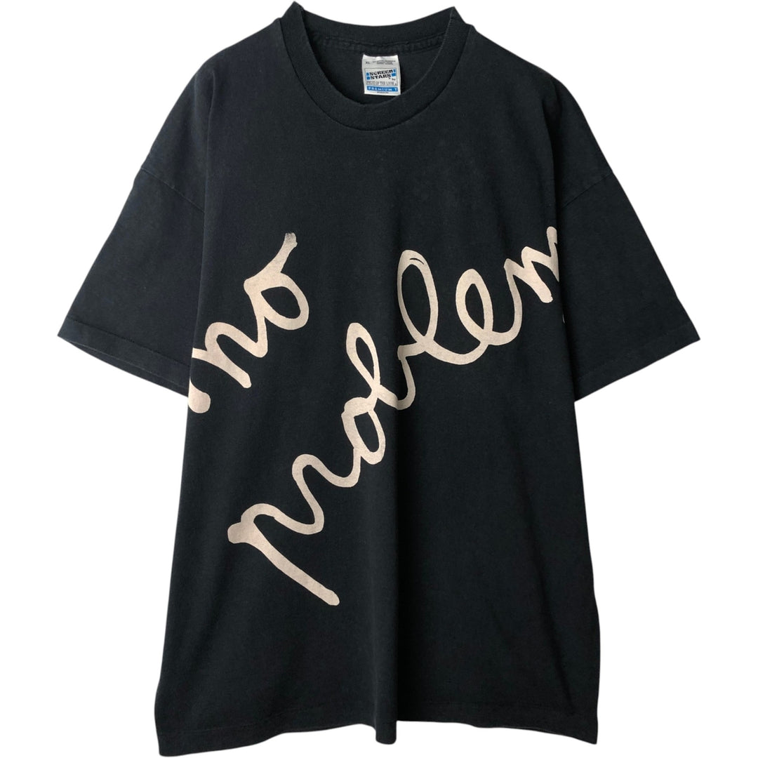 90'S Fruit of the Loom Screen Stars Message Print T-Shirt, Made in USA, Men's XL equivalent, Vintage cotton black type Vintage Second Hand