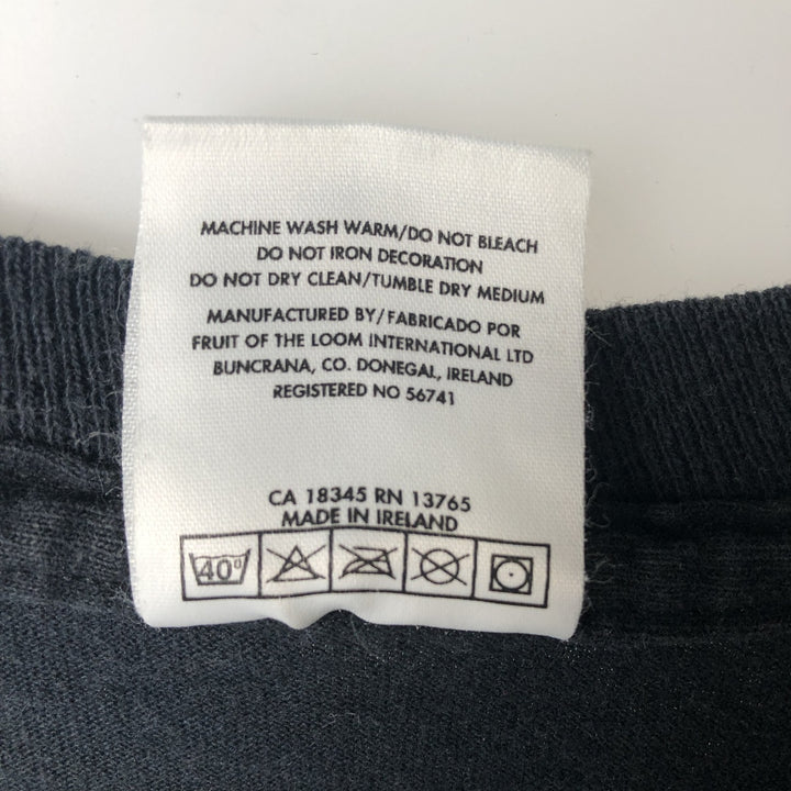 90'S Fruit of the Loom Screen Stars Message Print T-Shirt, Made in USA, Men's XL equivalent, Vintage cotton black type Vintage Second Hand