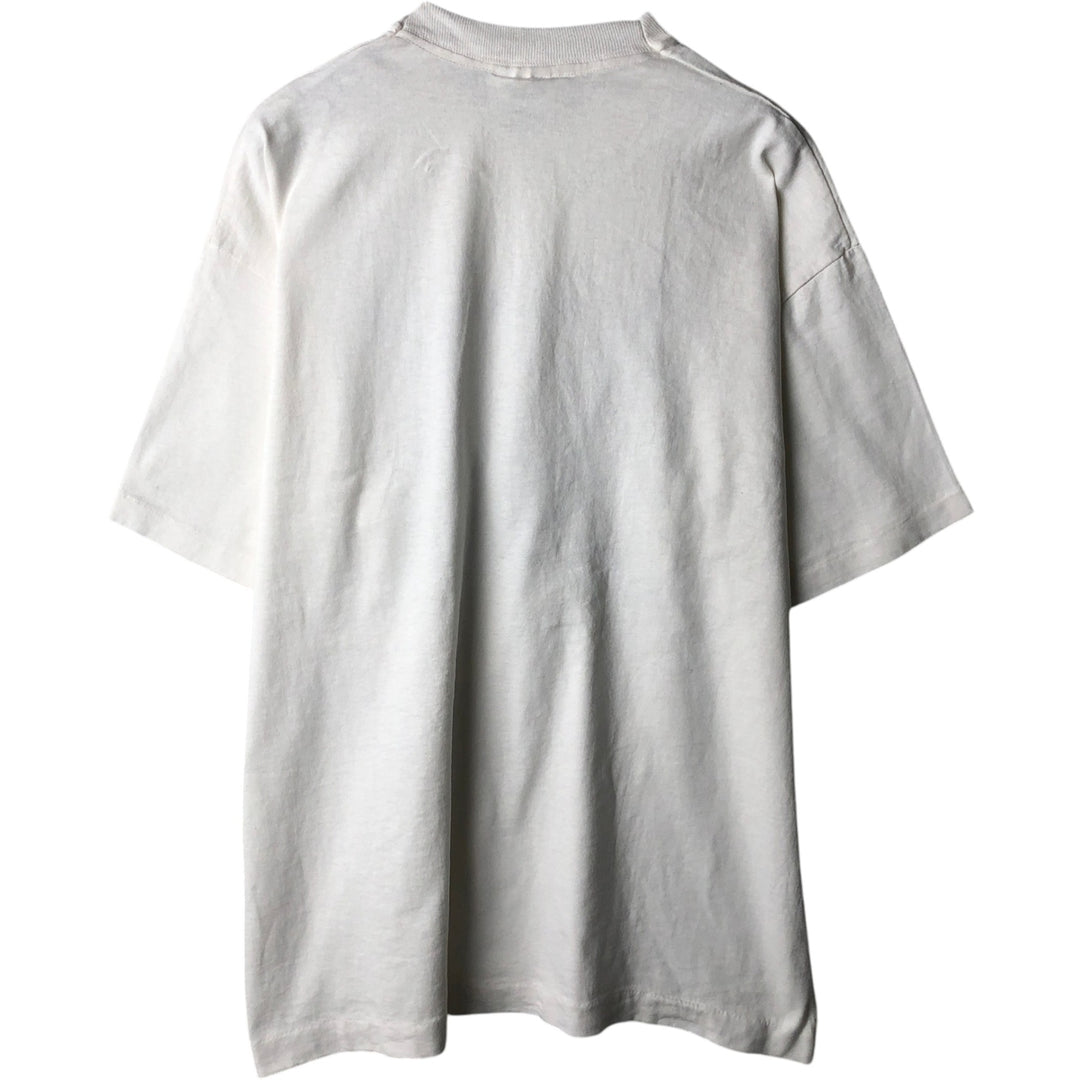 90'S Fruit of the Loom Screen Stars Message Print T-Shirt, Made in USA, Men's XL equivalent, Vintage cotton white type Vintage Second Hand