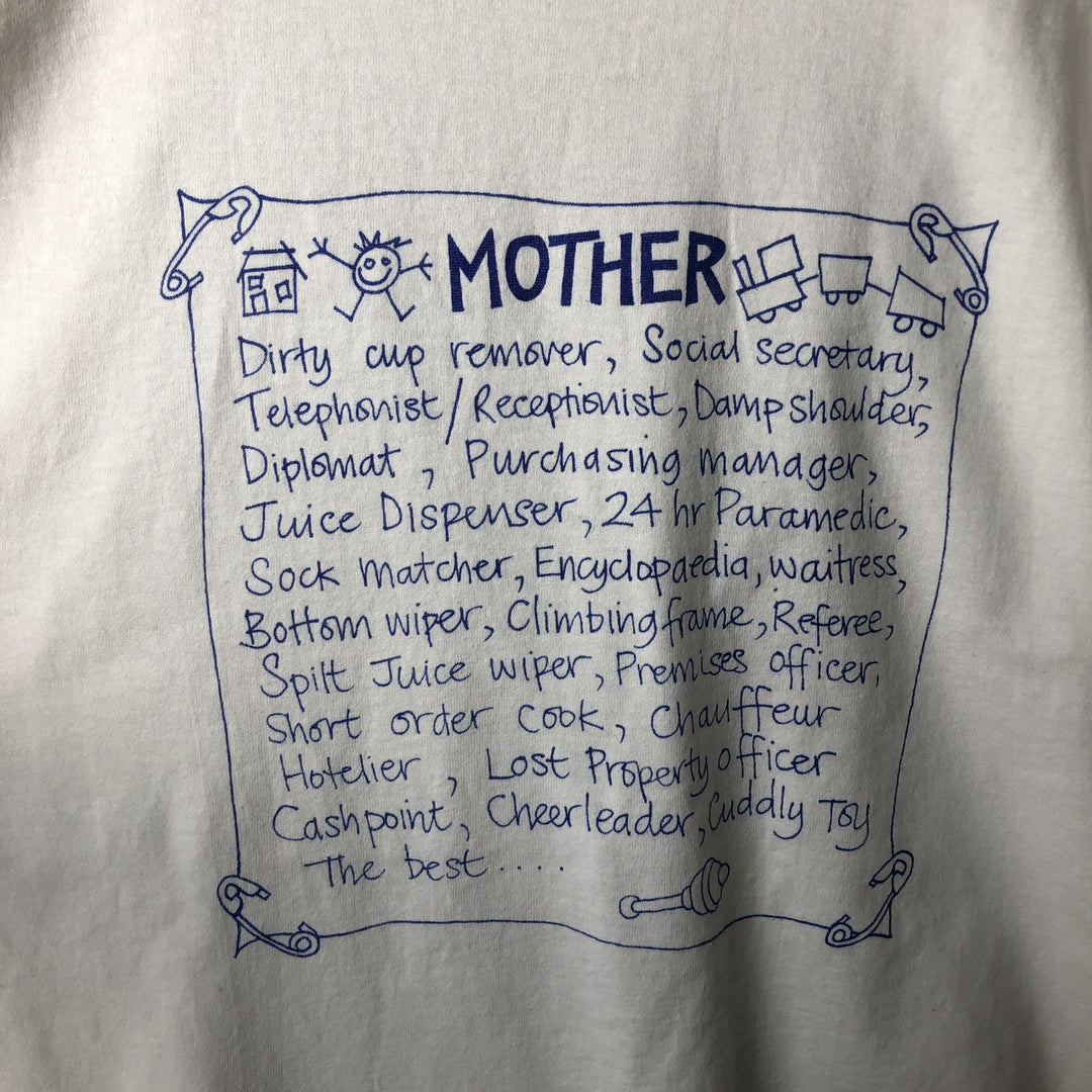 90'S Fruit of the Loom Screen Stars Message Print T-Shirt, Made in USA, Men's XL equivalent, Vintage cotton white type Vintage Second Hand