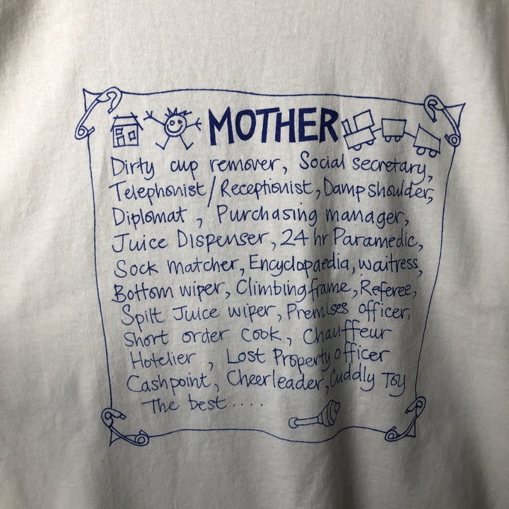 90'S Fruit of the Loom Screen Stars Message Print T-Shirt, Made in USA, Men's XL equivalent, Vintage cotton white type Vintage Second Hand