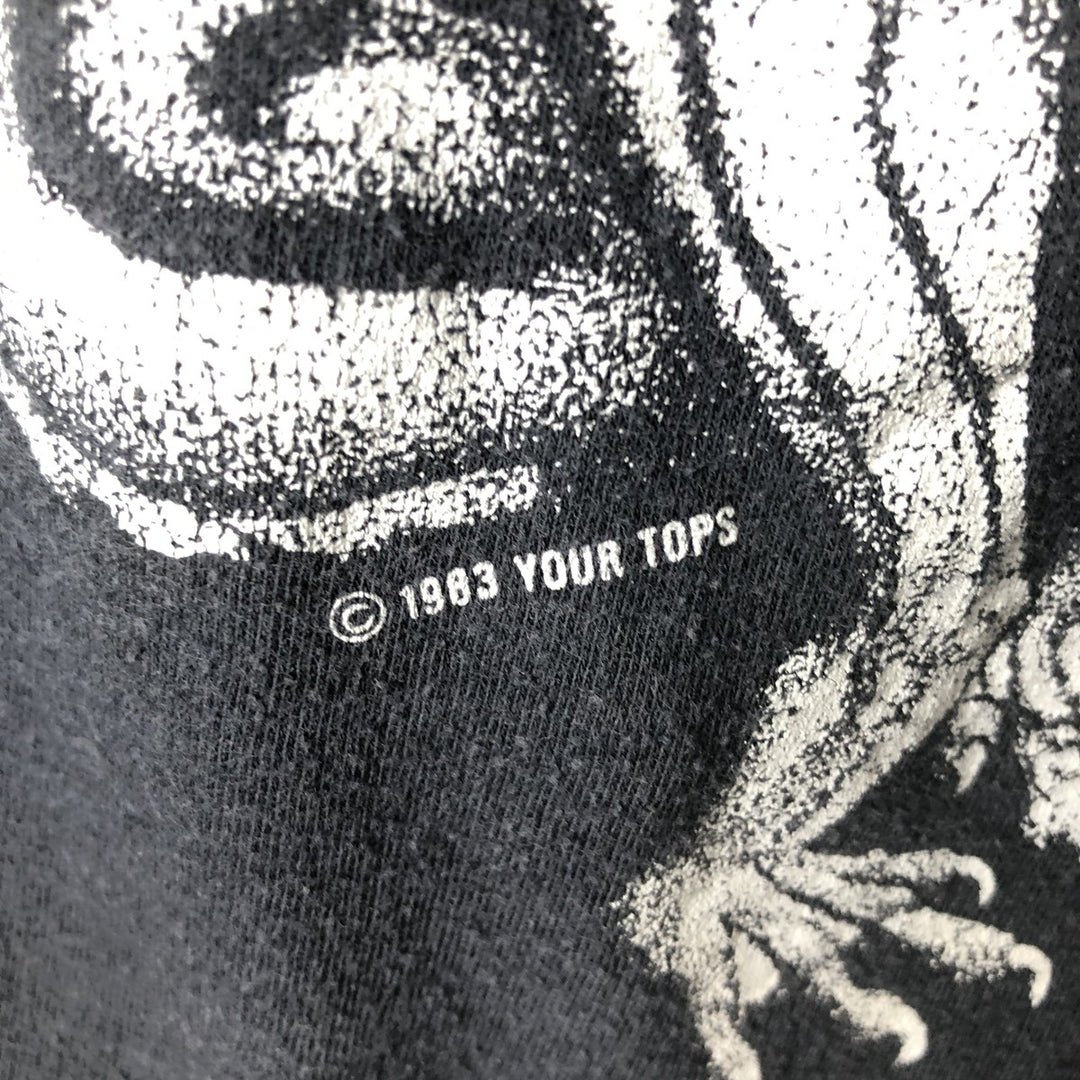 Vintage 80'S Hanes Fifty-Fifty Blue Tag Printed T-Shirt Made in USA Men's S Size cotton black type Vintage Second Hand