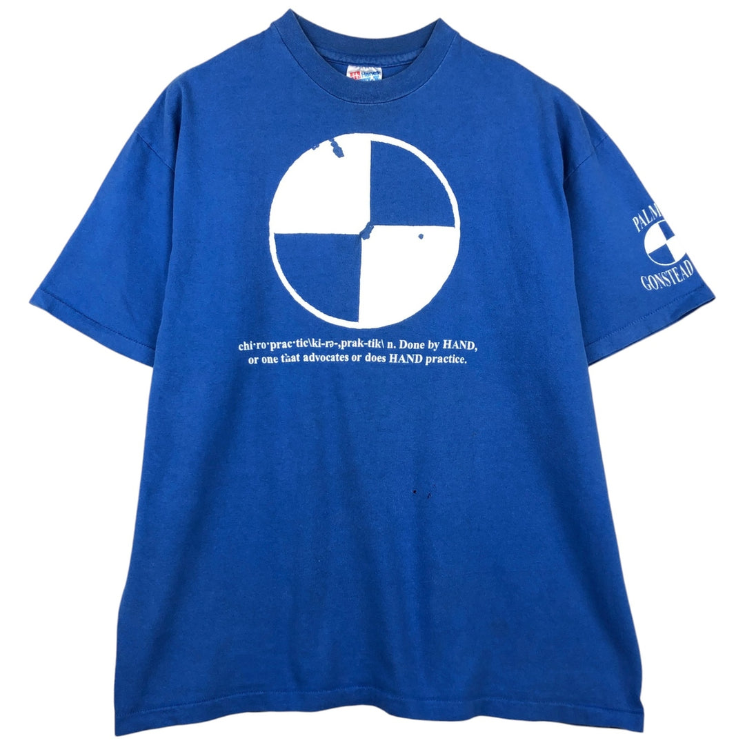 90'S Hanes BEEFY-T Printed T-shirt Made in USA Men's XL Vintage cotton blue type Vintage Second Hand