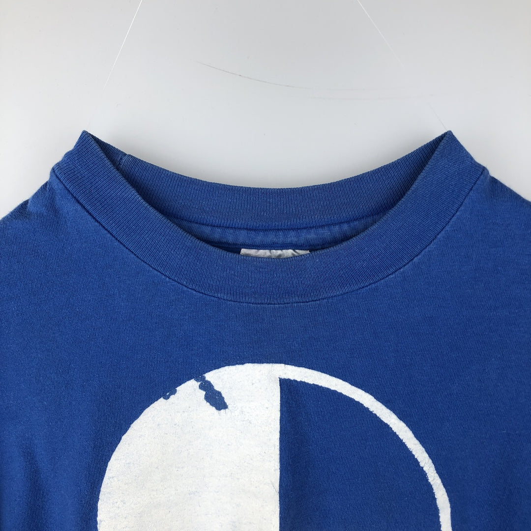 90'S Hanes BEEFY-T Printed T-shirt Made in USA Men's XL Vintage cotton blue type Vintage Second Hand