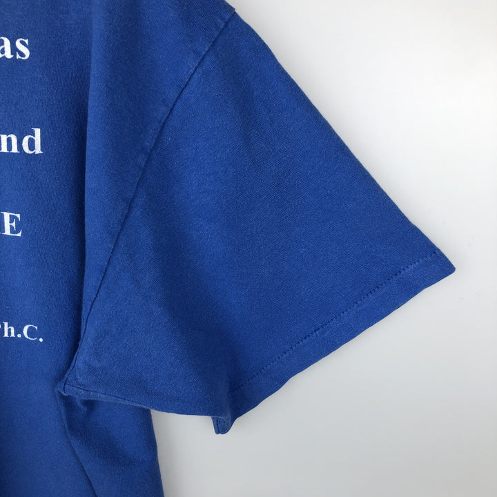 90'S Hanes BEEFY-T Printed T-shirt Made in USA Men's XL Vintage cotton blue type Vintage Second Hand