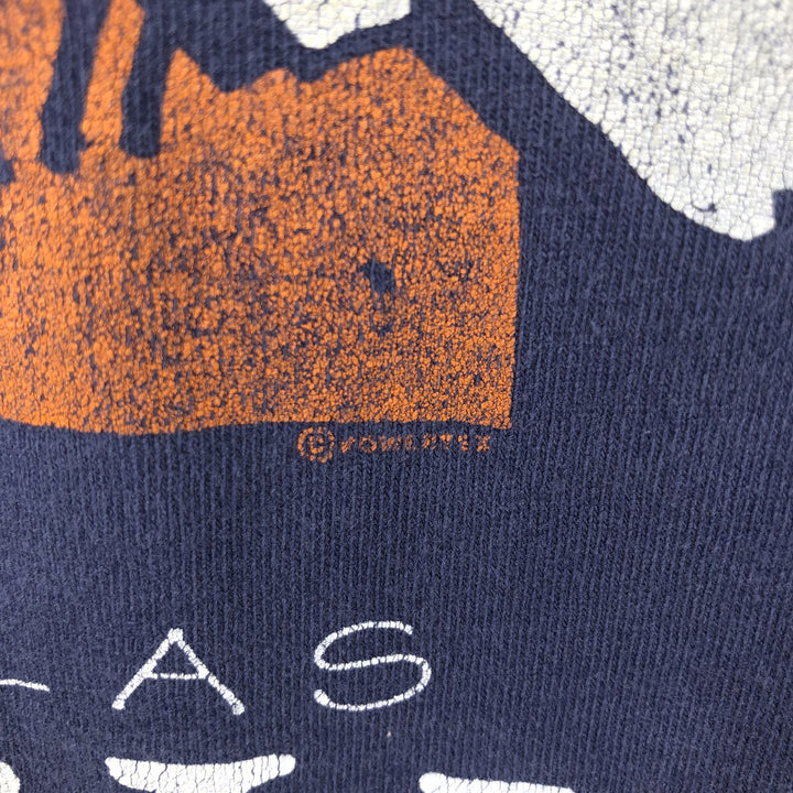 ~90'S Fruit of the Loom Print T-Shirt, Made in USA, Men's XL equivalent, Vintage cotton navy blue type Vintage Second Hand