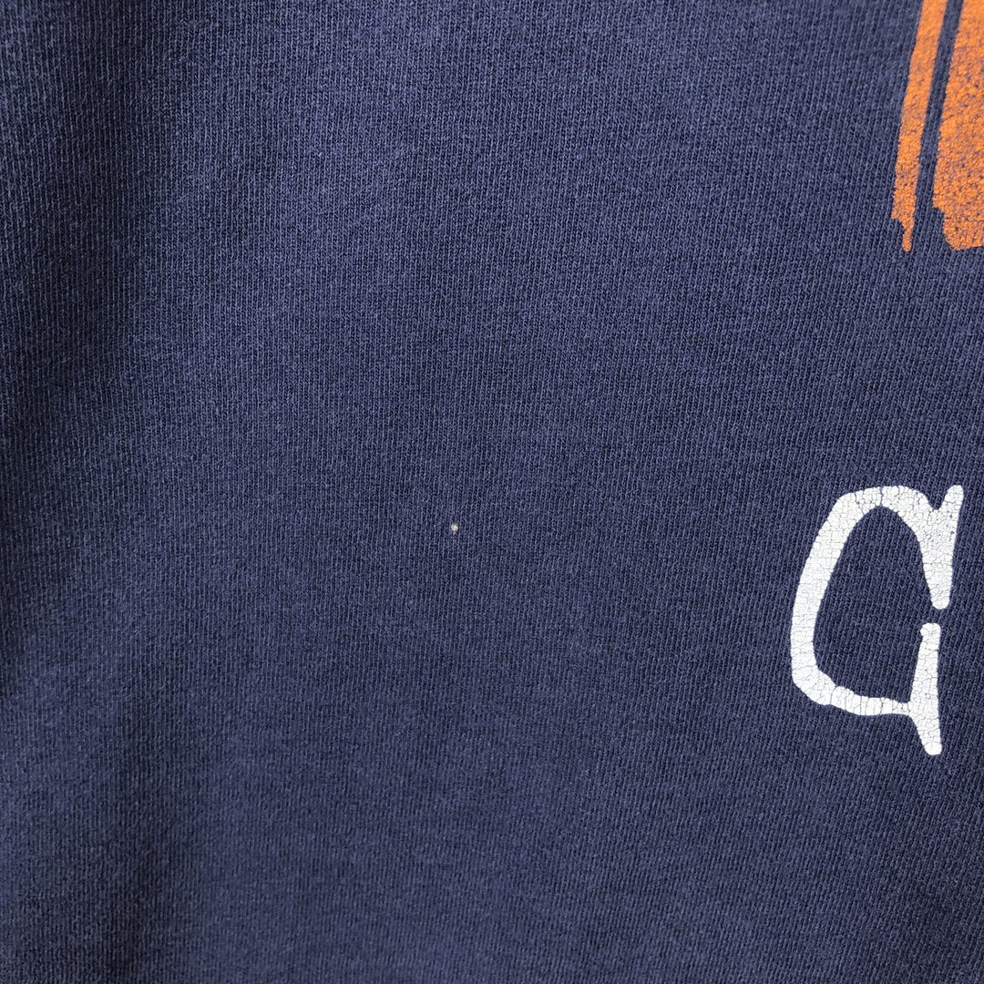 ~90'S Fruit of the Loom Print T-Shirt, Made in USA, Men's XL equivalent, Vintage cotton navy blue type Vintage Second Hand