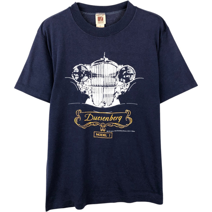 70'S Logo Seven Duesenberg Model J Advertising T-Shirt, Made in USA, Men's Size M (approx.), Vintage cotton navy blue type Vintage Second Hand