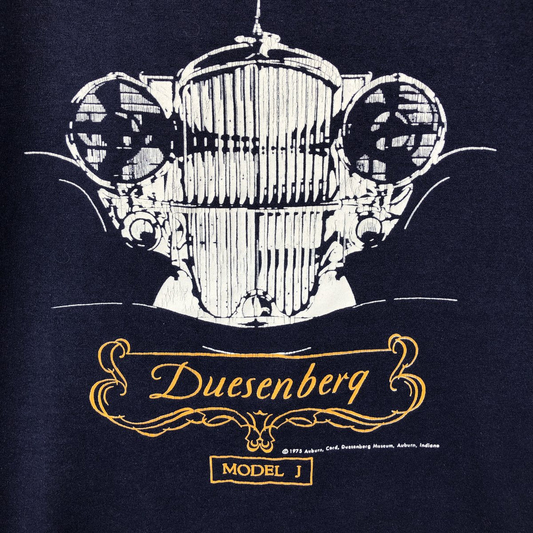 70'S Logo Seven Duesenberg Model J Advertising T-Shirt, Made in USA, Men's Size M (approx.), Vintage cotton navy blue type Vintage Second Hand