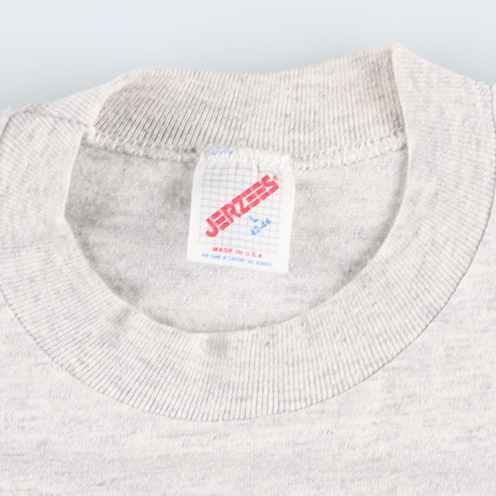 90'S Jerzees message print T-shirt, made in USA, men's size L (approx.) polyester gray type Vintage Second Hand