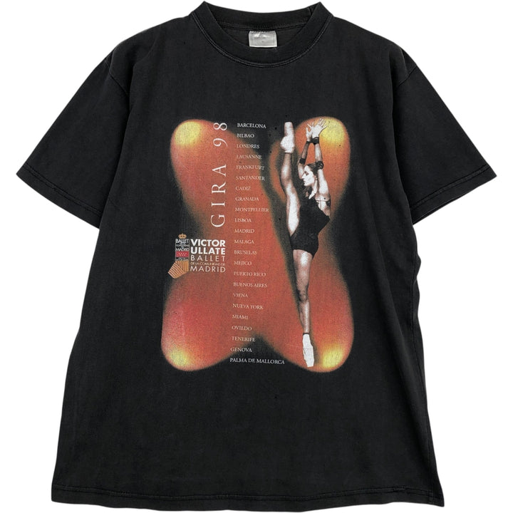 Victor Ullate Ballet GIRA 98 Print T-Shirt, Men's Size M (approx.) cotton black type Vintage Second Hand