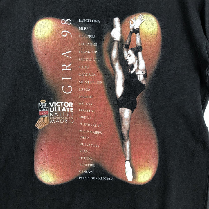 Victor Ullate Ballet GIRA 98 Print T-Shirt, Men's Size M (approx.) cotton black type Vintage Second Hand