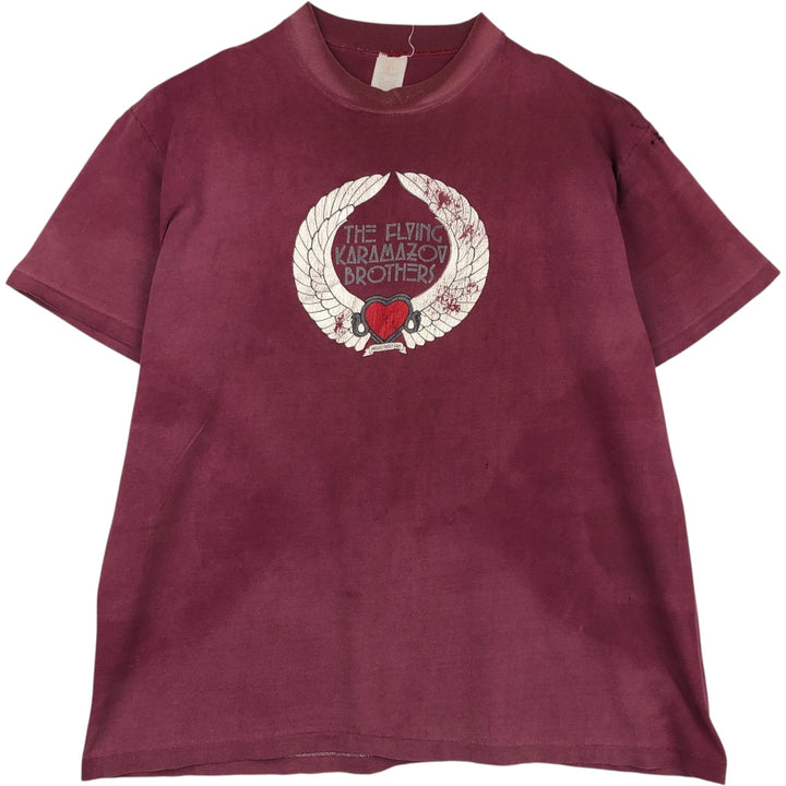 ~90'S STEDMAN HI CRU THE FLYING KARAMAZOV BROTHERS Print T-Shirt, Made in USA, Men's XL equivalent. cotton wine-red Vintage Second Hand