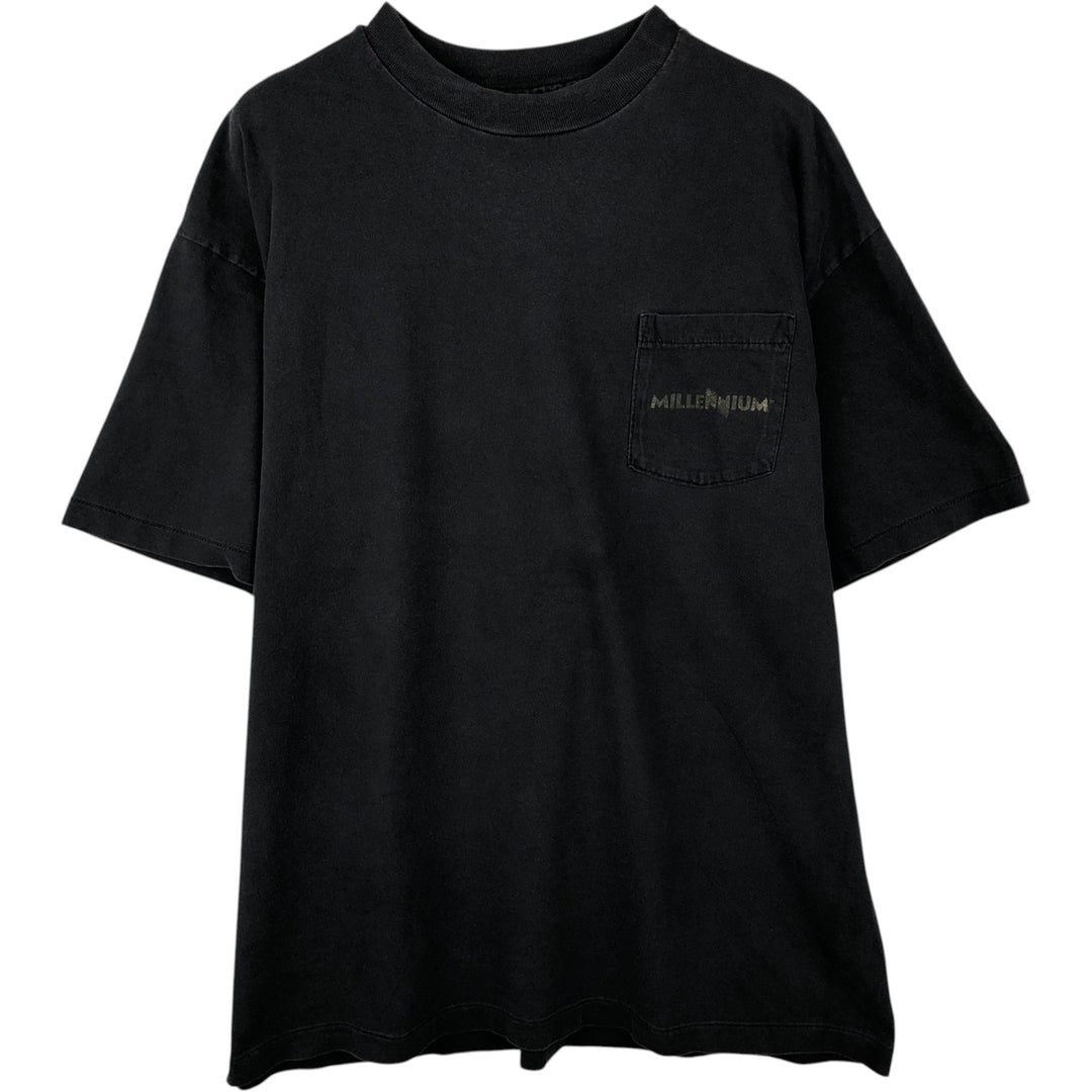 Vintage 80'S Hanes BEEFY-T Blue Tag Printed T-Shirt Made in USA Men's XL cotton black type Vintage Second Hand