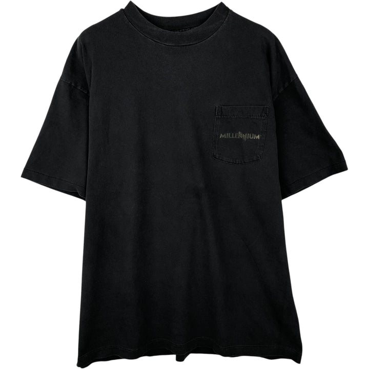Vintage 80'S Hanes BEEFY-T Blue Tag Printed T-Shirt Made in USA Men's XL cotton black type Vintage Second Hand