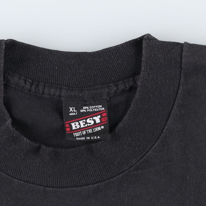 90'S Fruit of the Loom Best Printed T-shirt, Made in USA, Men's XL, Vintage cotton black type Vintage Second Hand