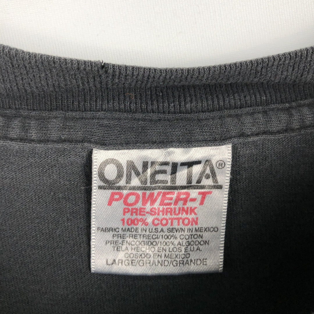 80'S ONEITA POWER-T Print T-Shirt, Men's Size L (Equivalent), Vintage cotton Charcoal Vintage Second Hand
