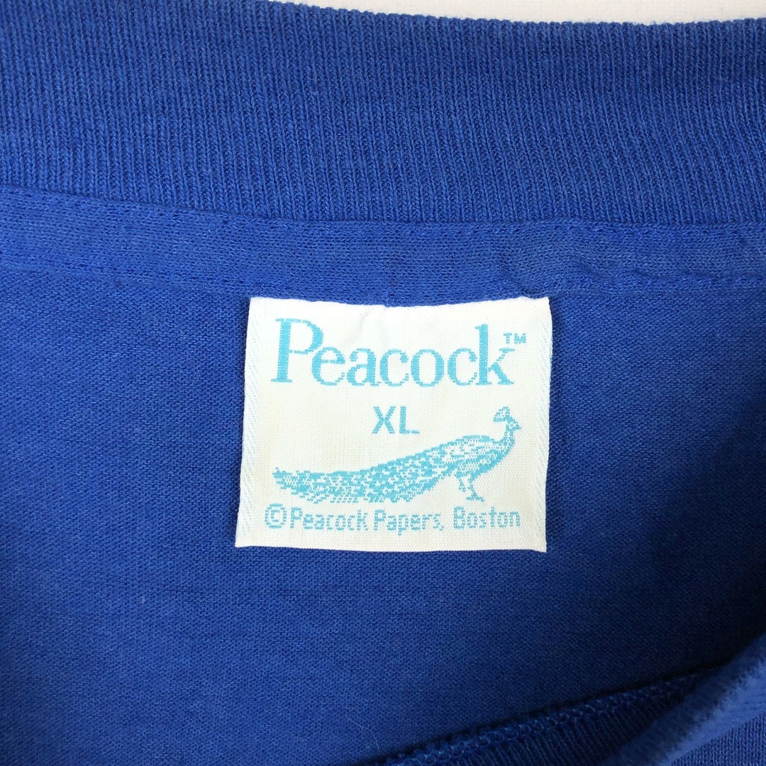 Vintage 90'S Peacock Print T-Shirt, Made in USA, Men's XL cotton blue type Vintage Second Hand