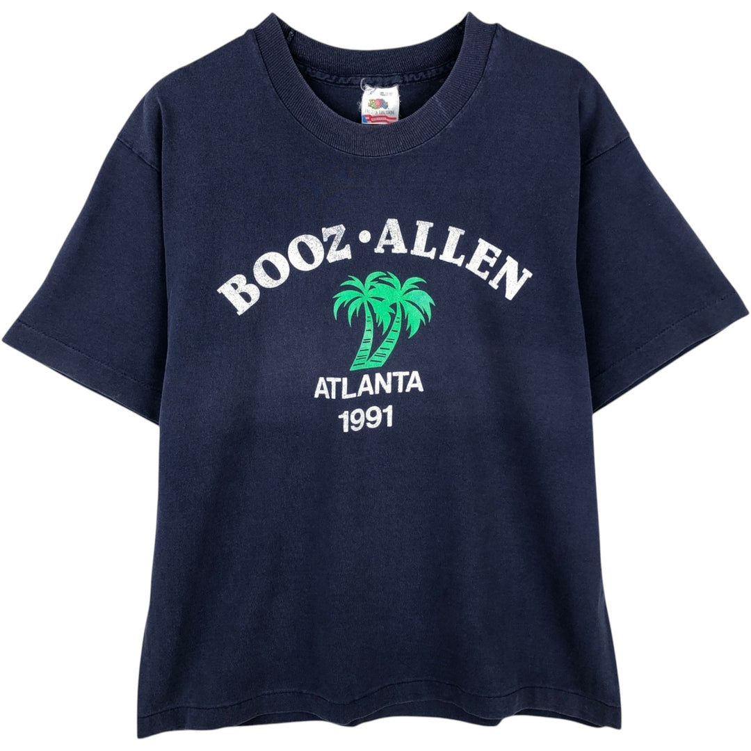90'S Fruit of the Loom printed T-shirt, made in the USA, men's size L, vintage cotton navy blue type Vintage Second Hand