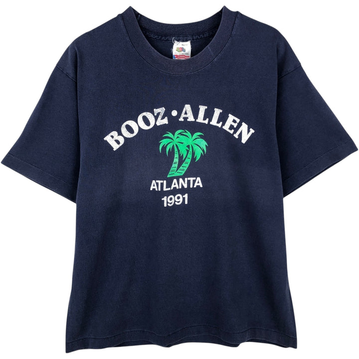 90'S Fruit of the Loom printed T-shirt, made in the USA, men's size L, vintage cotton navy blue type Vintage Second Hand