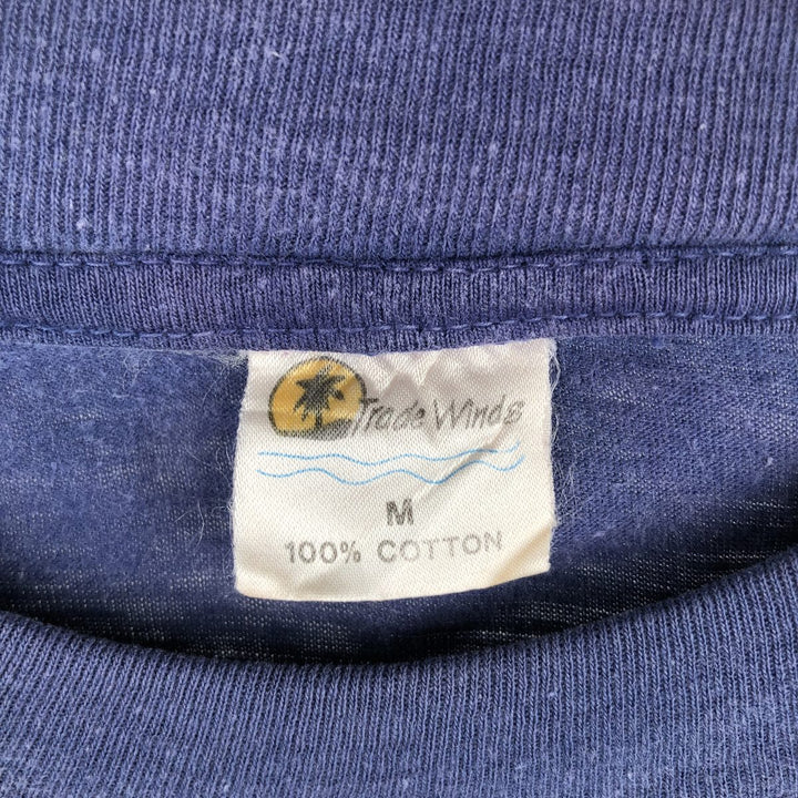 ~90'S Trade Winds Print T-Shirt, Men's Size M (approx.), Vintage cotton navy blue type Vintage Second Hand