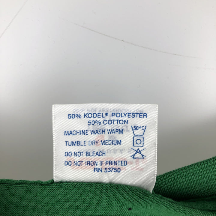90'S Tee Jays Message Print T-Shirt, Made in USA, Men's XL equivalent, Vintage polyester green type Vintage Second Hand