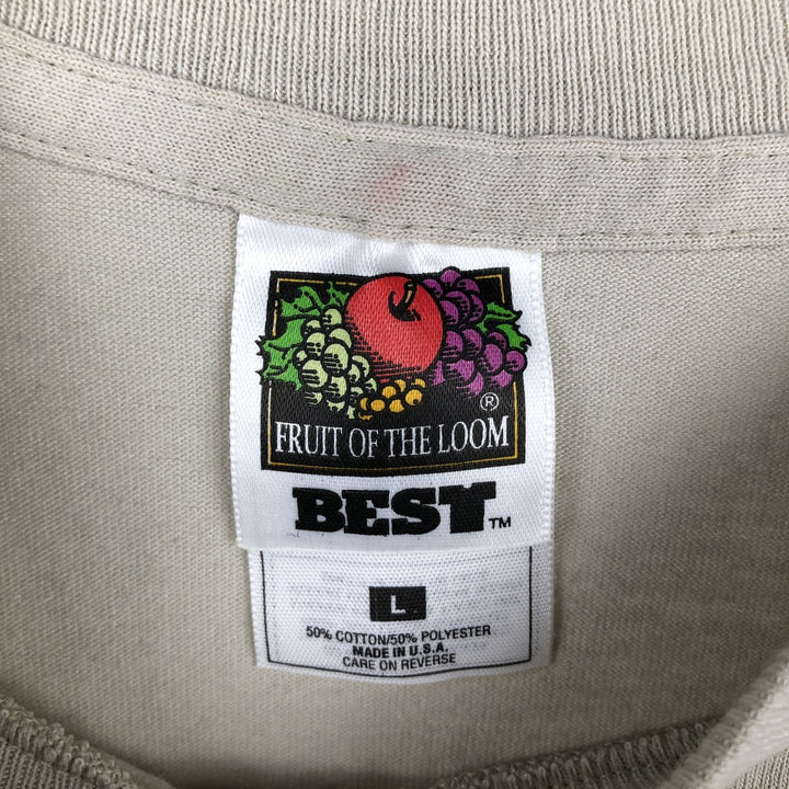90'S Fruit of the Loom Best Message Print T-Shirt, Made in USA, Men's Size L (approx.), Vintage cotton Beige type Vintage Second Hand