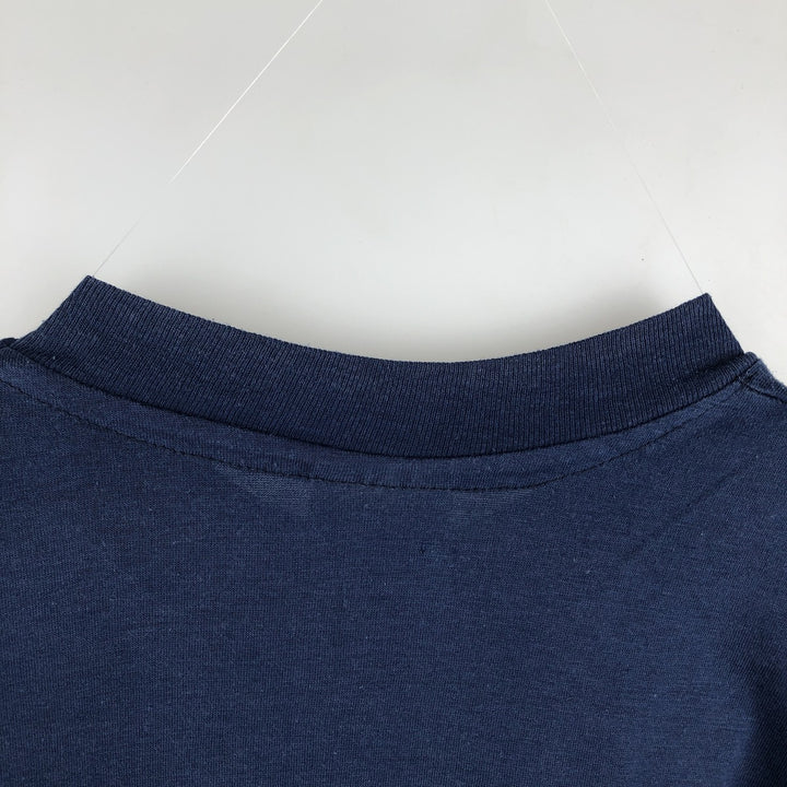 1980'S Hanes Fifty-Fifty Blue Tag Message Print T-Shirt, Made in USA, Men's Size M (approx.), Vintage cotton navy blue type Vintage Second Hand