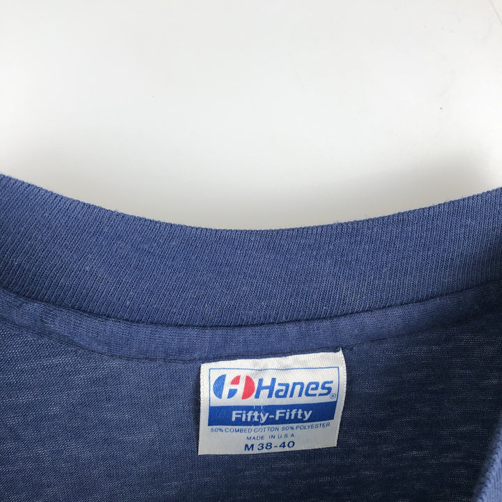 1980'S Hanes Fifty-Fifty Blue Tag Message Print T-Shirt, Made in USA, Men's Size M (approx.), Vintage cotton navy blue type Vintage Second Hand
