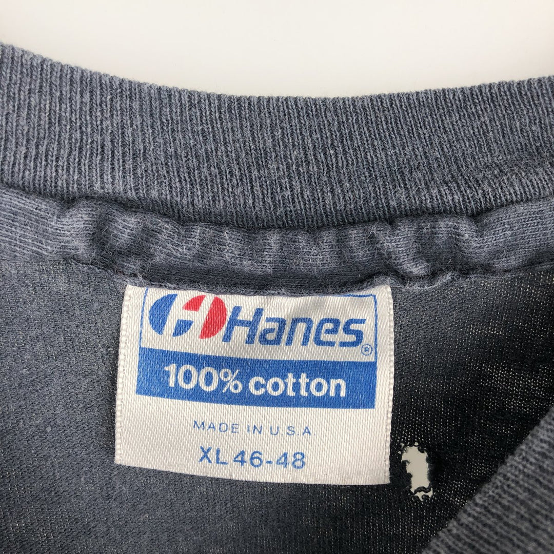 80'S Hanes 100% Cotton Blue Tag Parody Message Print T-Shirt, Made in USA, Men's XL Equivalent, Vintage cotton gray type Vintage Second Hand