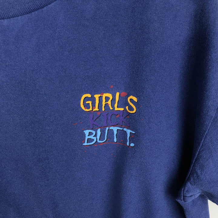 Vintage message print T-shirt, men's size M unclear navy blue type Vintage Second Hand