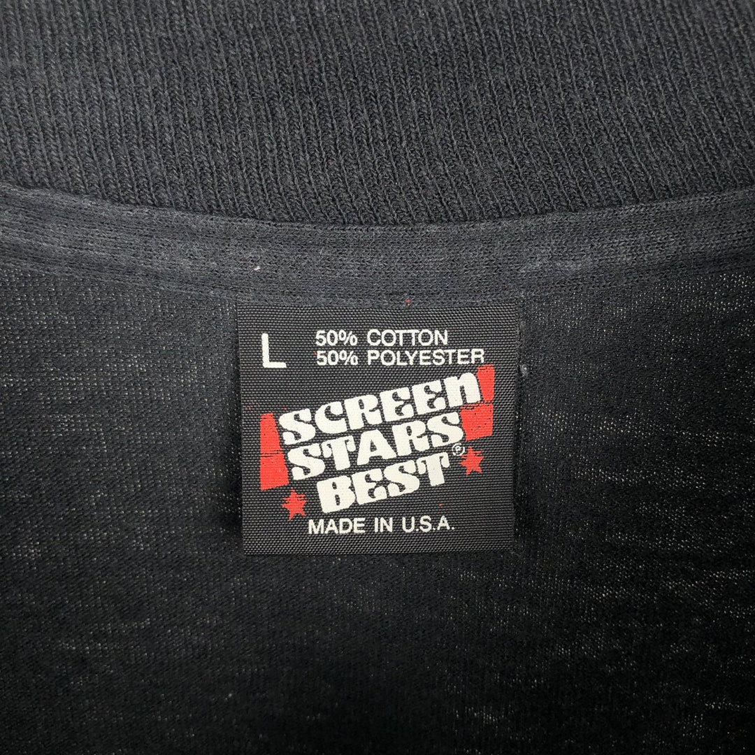 90'S SCREEN STARS Printed T-shirt Made in USA Men's L Vintage cotton black type Vintage Second Hand