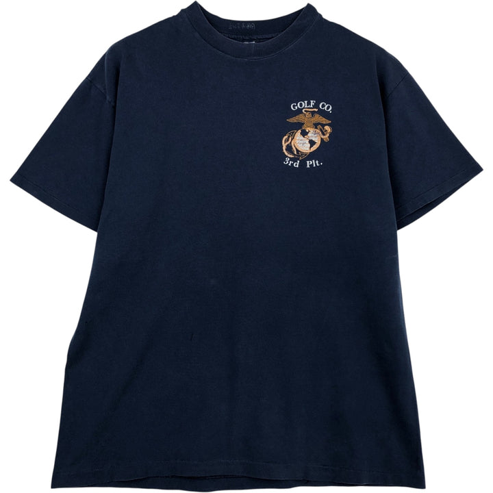 90'S Hanes BEEFY-T USMC Print T-Shirt, Made in USA, Men's Size L (approx.), Vintage cotton navy blue type Vintage Second Hand