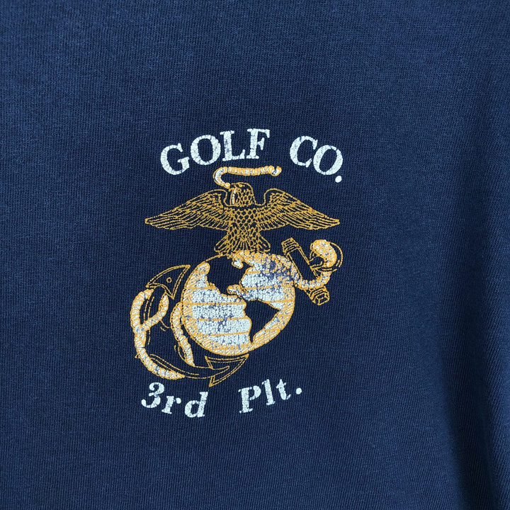 90'S Hanes BEEFY-T USMC Print T-Shirt, Made in USA, Men's Size L (approx.), Vintage cotton navy blue type Vintage Second Hand