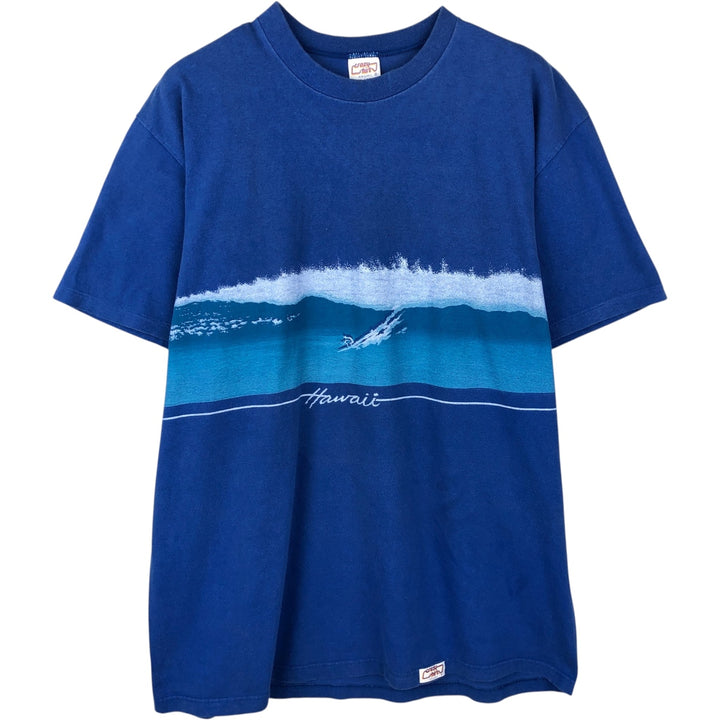 90'S Crazy Shirts Souvenir T-Shirt, Made in USA, Men's XL equivalent, Vintage cotton blue type Vintage Second Hand