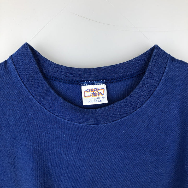 90'S Crazy Shirts Souvenir T-Shirt, Made in USA, Men's XL equivalent, Vintage cotton blue type Vintage Second Hand