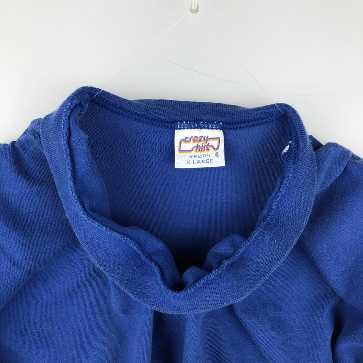 90'S Crazy Shirts Souvenir T-Shirt, Made in USA, Men's XL equivalent, Vintage cotton blue type Vintage Second Hand