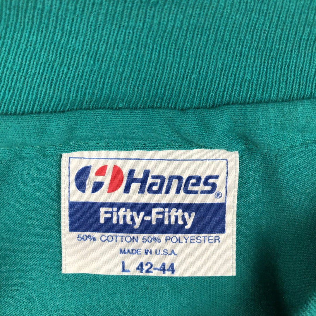 90'S Hanes Fifty-Fifty Blue Tag Printed T-Shirt, Made in USA, Men's Size L (approx.) cotton green type Vintage Second Hand