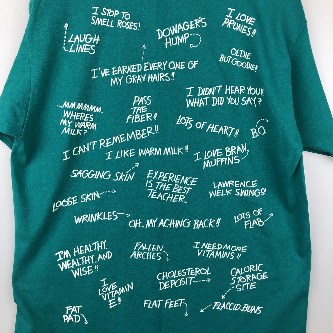 90'S Hanes Fifty-Fifty Blue Tag Printed T-Shirt, Made in USA, Men's Size L (approx.) cotton green type Vintage Second Hand