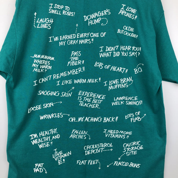 90'S Hanes Fifty-Fifty Blue Tag Printed T-Shirt, Made in USA, Men's Size L (approx.) cotton green type Vintage Second Hand