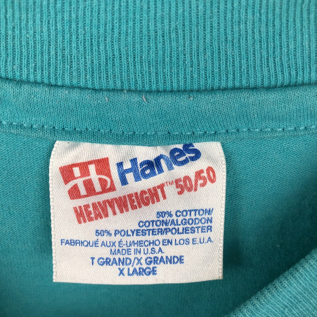 90'S Hanes HEAVYWEIGHT 50 cotton turquoise blue Vintage Second Hand