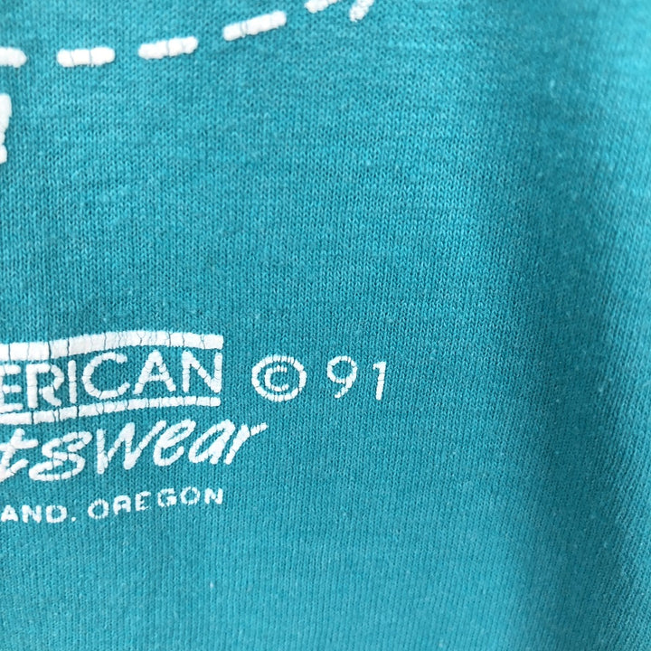 90'S Hanes HEAVYWEIGHT 50 cotton turquoise blue Vintage Second Hand
