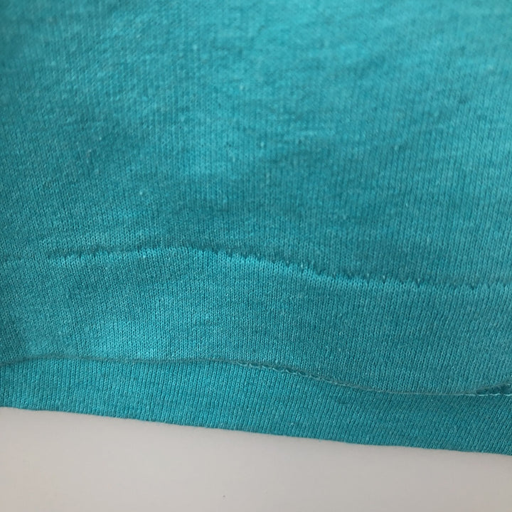 90'S Hanes HEAVYWEIGHT 50 cotton turquoise blue Vintage Second Hand