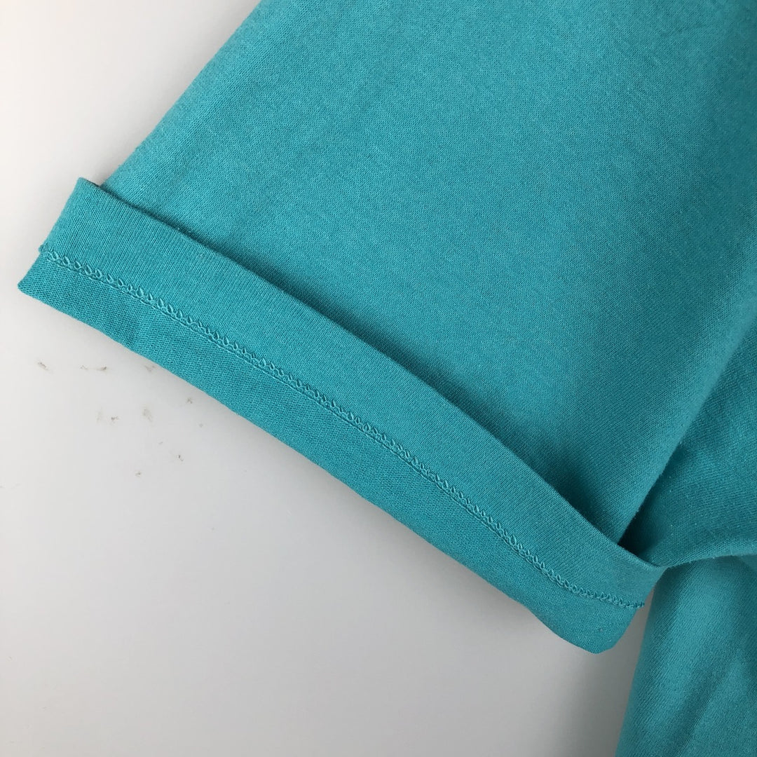 90'S Hanes HEAVYWEIGHT 50 cotton turquoise blue Vintage Second Hand