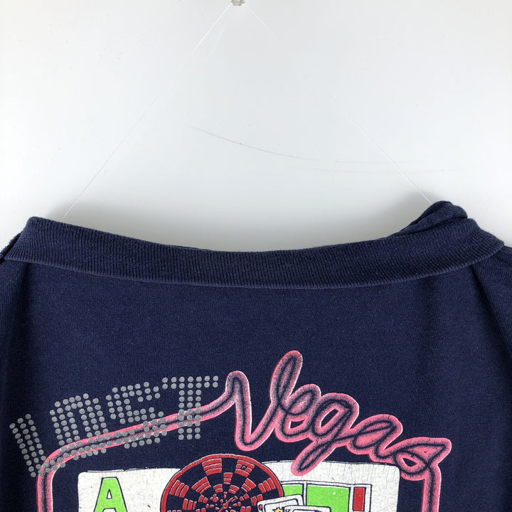 90'S Hanes BEEFY-T Printed T-shirt Made in USA Men's XL Vintage cotton navy blue type Vintage Second Hand