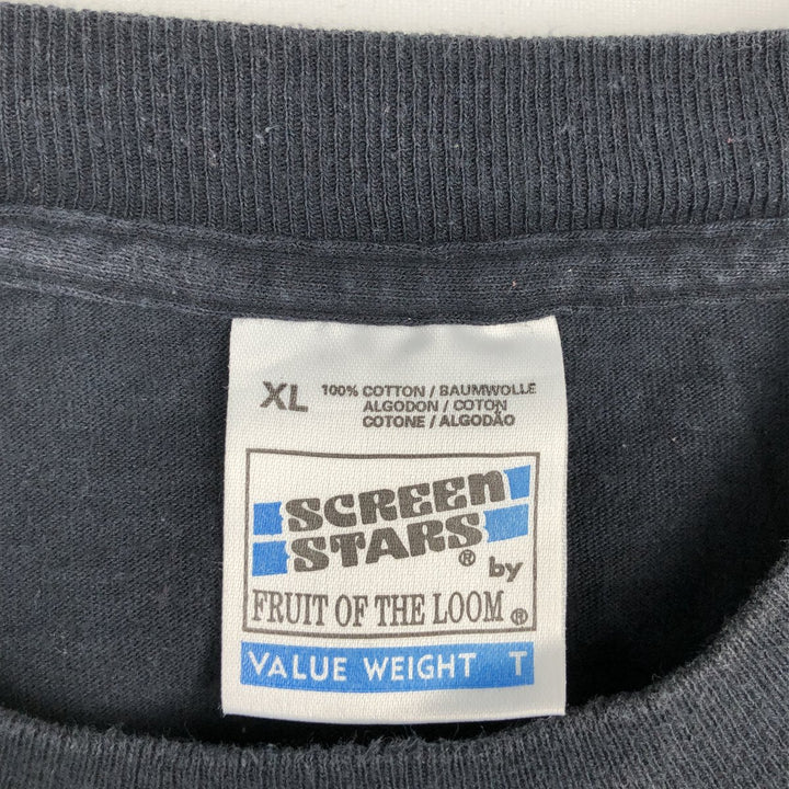 90'S Fruit of the Loom Screen Stars Print T-Shirt, Men's XL (approx.), Vintage cotton black type Vintage Second Hand