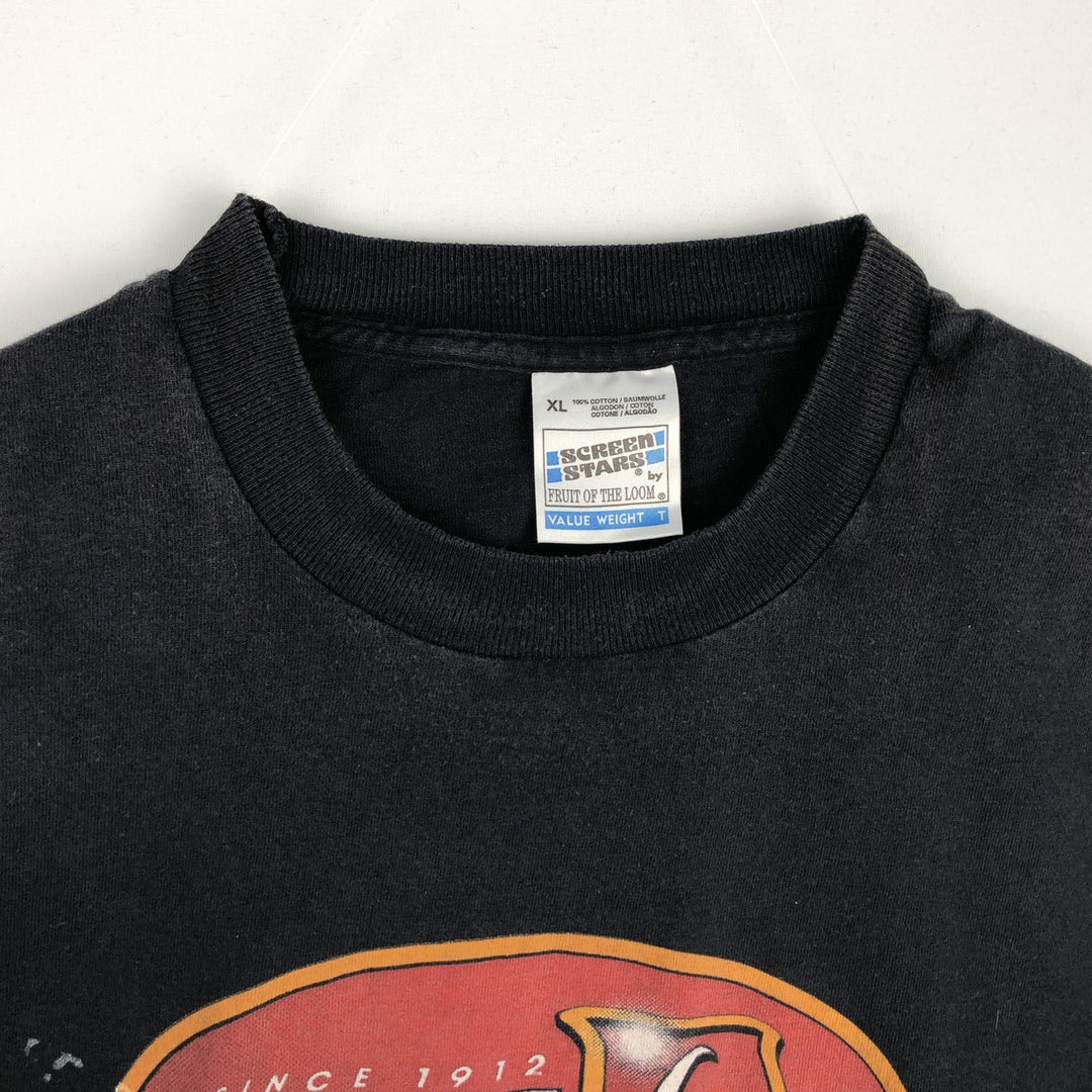 90'S Fruit of the Loom Screen Stars Print T-Shirt, Men's XL (approx.), Vintage cotton black type Vintage Second Hand