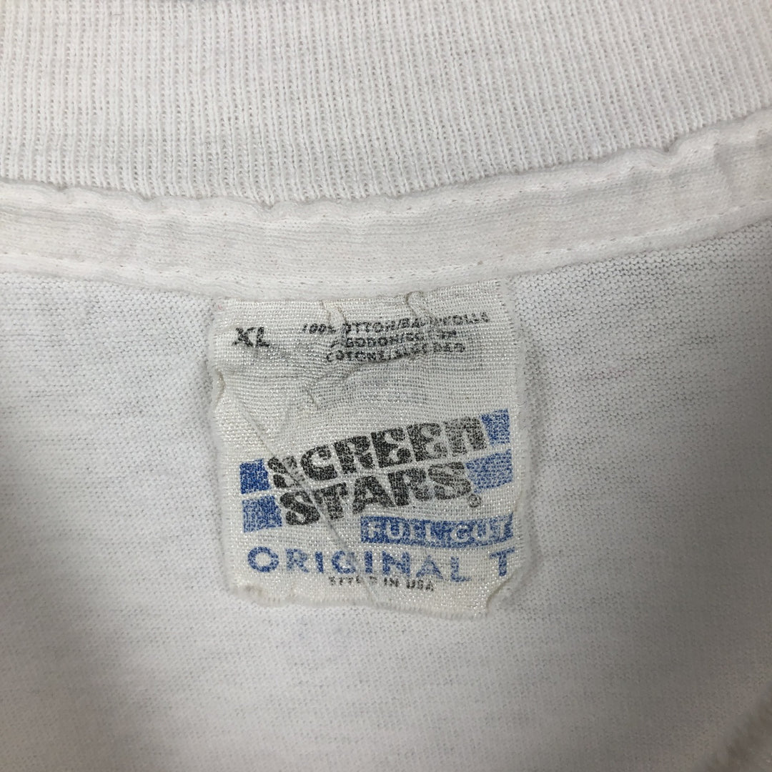 Screen Stars printed T-shirt, made in the USA, men's size XL (equivalent). cotton white type Vintage Second Hand