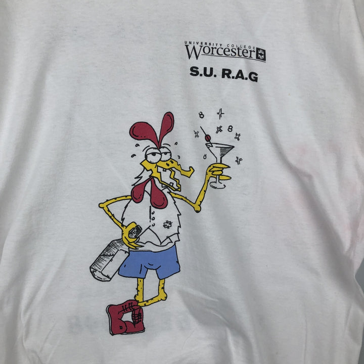 Screen Stars printed T-shirt, made in the USA, men's size XL (equivalent). cotton white type Vintage Second Hand